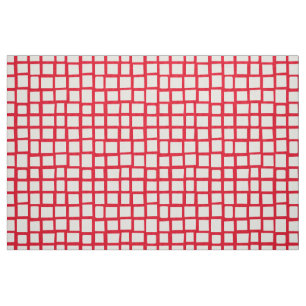 270215 Irregular rectangles - White on Red e6001c Fabric