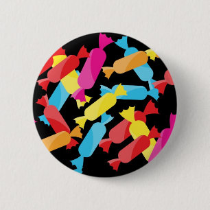 270 COLORFUL CANDY WRAPPERS BLACK BACKGROUND PATTE 6 CM ROUND BADGE