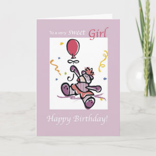 2779 Bear Pink Balloon Birthday Card