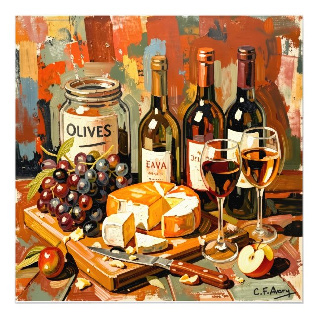 27.03" x 27.03" Olives Wine Cheese Photo Print (Front)