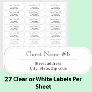 27 Custom Clear or White Wedding Guest Address 