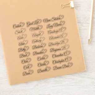 27 Custom Guest List Names Gray Love Heart