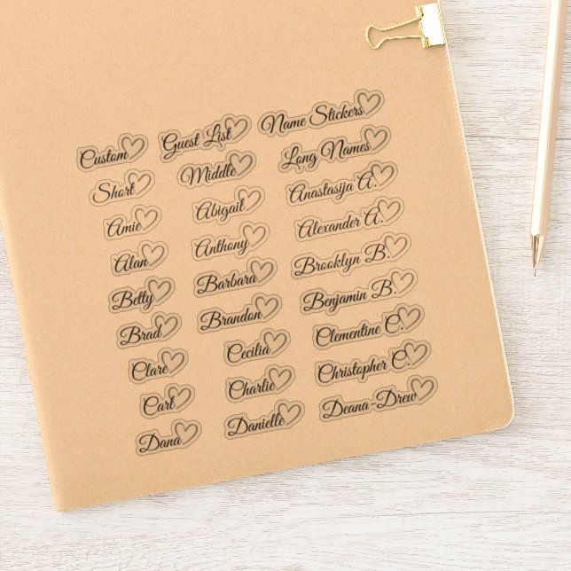 27 Custom Guest List Names Grey Love Heart   (Notebook)