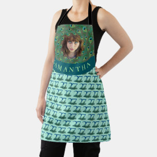 27 Peacock Feather Birthday Anniversary Elegant Apron