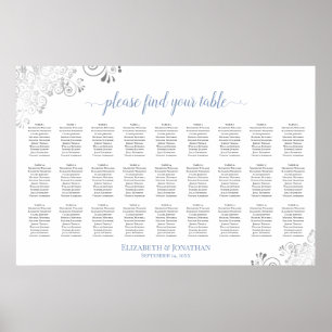 27 Table Dusty Blue & White Wedding Seating Chart