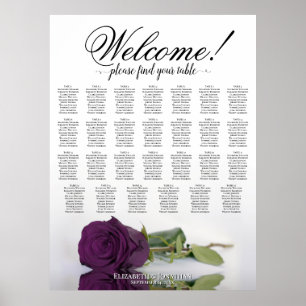 27 Table Wedding Seating Chart Plum Purple Rose