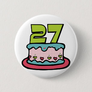 27 Year Old Birthday Cake 6 Cm Round Badge