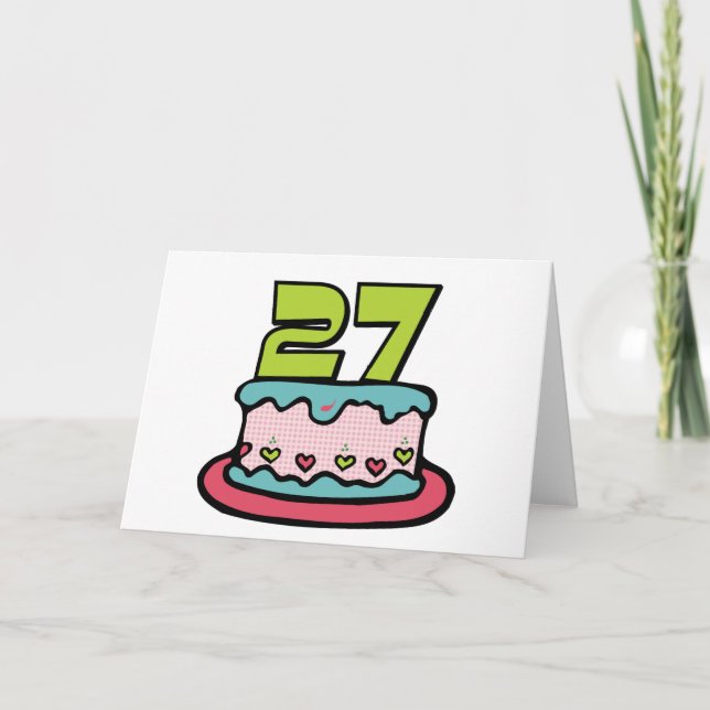 27 Year Old Birthday Cake Card (Front)