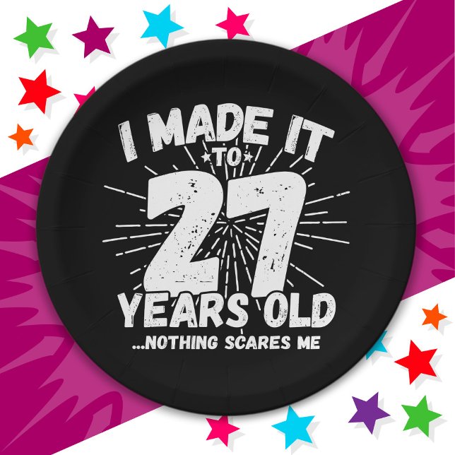 27 Year Old Sarcastic Meme Funny 27th Birthday Paper Plate (Creator Uploaded)