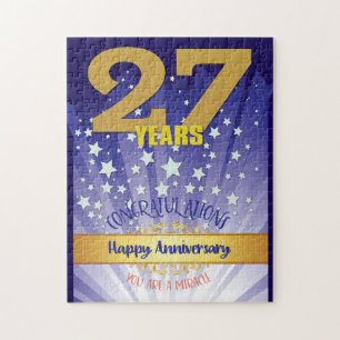 27 Year Recovery Anniversary Bold Numeral Jigsaw Puzzle