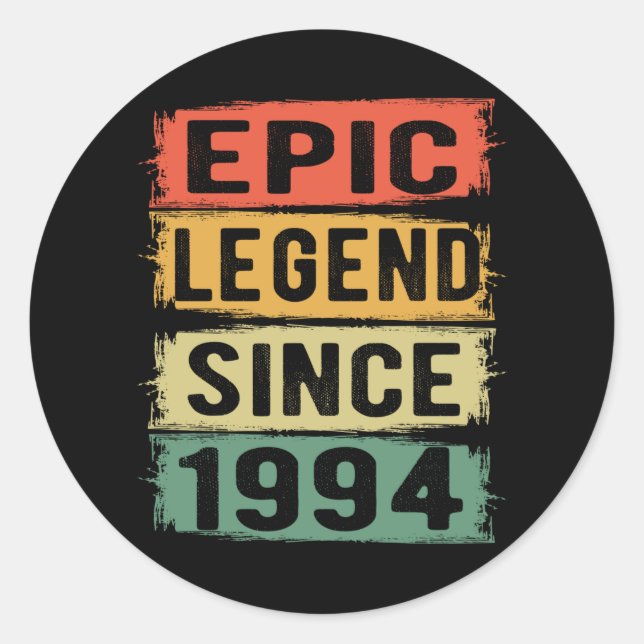 27 Years Old Bday 1994 Epic Legend 27th Birthday Classic Round Sticker (Front)