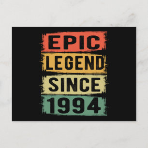 27 Years Old Bday 1994 Epic Legend 27th Birthday Postcard