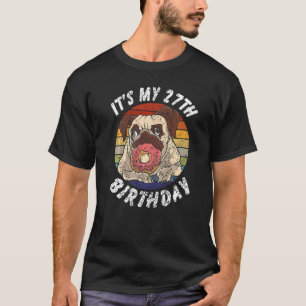 27 Years Old Pug and Doughnut Vintage Distressed 2 T-Shirt