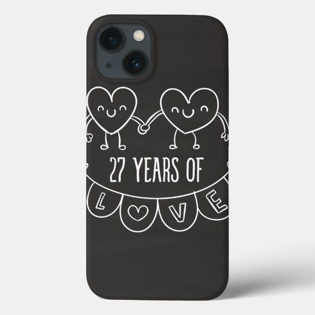 27th Anniversary Gift Chalk Hearts Case-Mate iPhone Case (Back)