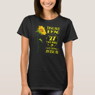 27th Birthday 27 Year Old Sunflower Born January T-Shirt