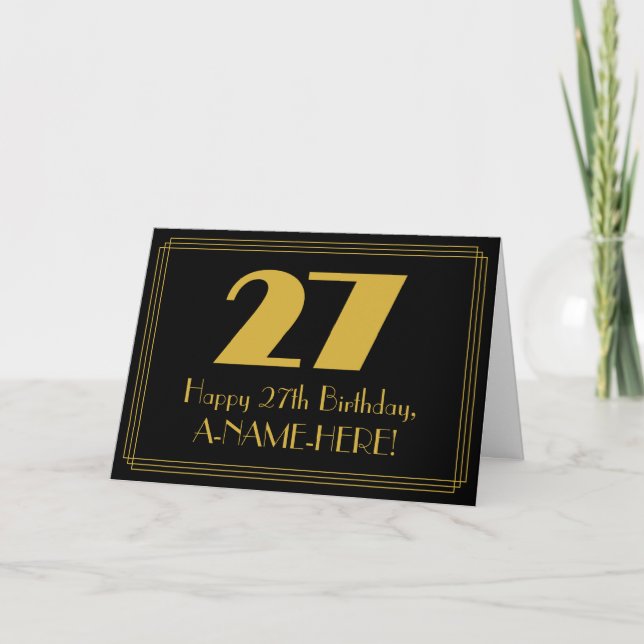 27th Birthday: Art Deco Inspired Look "27" & Name Card (Front)