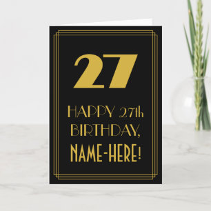 27th Birthday – Art Deco Inspired Look "27" & Name Card