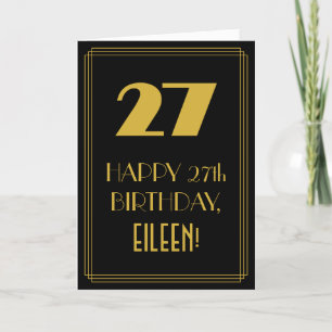 27th Birthday ~ Art Deco Inspired Look "27" & Name Card