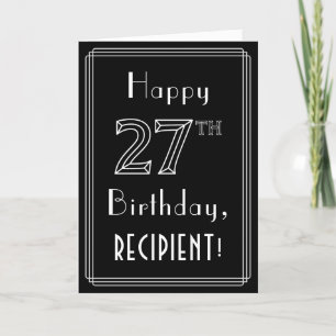 27th Birthday: Art Deco Style # 27 & Custom Name Card