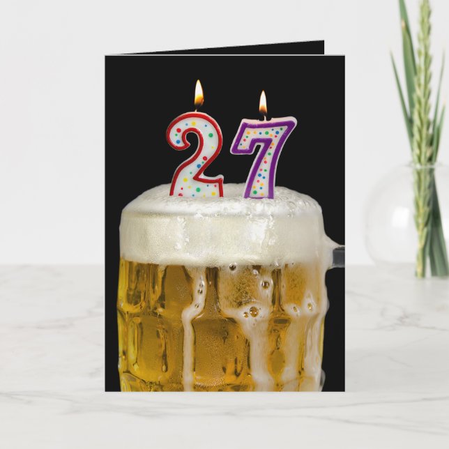 27th Birthday Beer on black Card (Front)