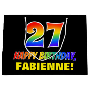 27th Birthday: Bold, Fun, Simple, Rainbow 27 Large Gift Bag