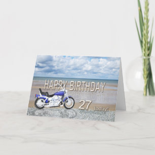 27th birthday card with a motor bike