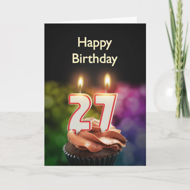 27th Birthday card with Candles (Front)