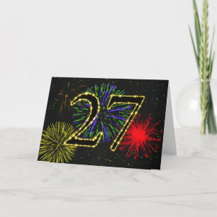 27th Birthday card with fireworks