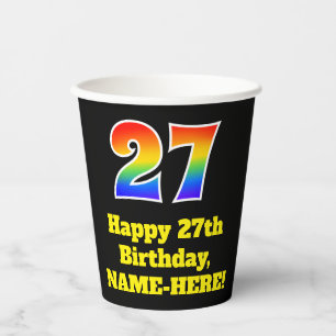 27th Birthday: Colourful, Fun, Exciting, Rainbow 2 Paper Cups
