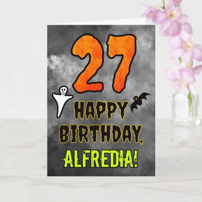 27th Birthday: Eerie Halloween Theme + Custom Name Card (Orchid)
