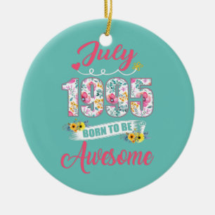 27th Birthday Floral Gift for Womens Born in July Ceramic Ornament