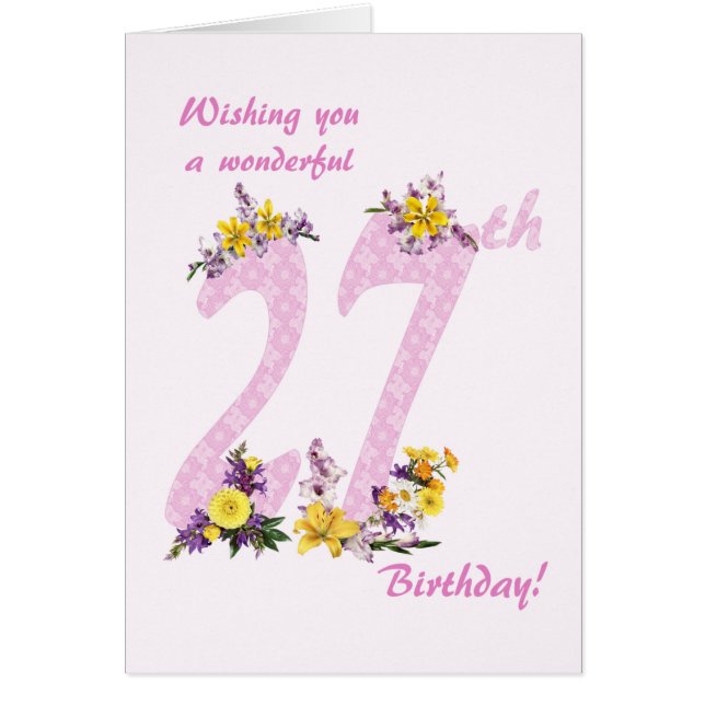 27th Birthday Flower Decorated Numbers (Front)