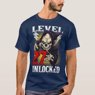 27th Birthday Gamer Skeleton Level 27 Unlocked Gam T-Shirt