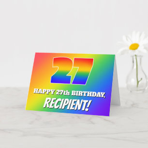 27th Birthday: Multicolored Rainbow Pattern # 27 Card