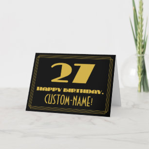 27th Birthday: Name + Art Deco Inspired Look "27" Card