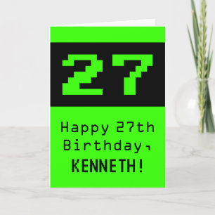 27th Birthday: Nerdy / Geeky Style "27" and Name Card