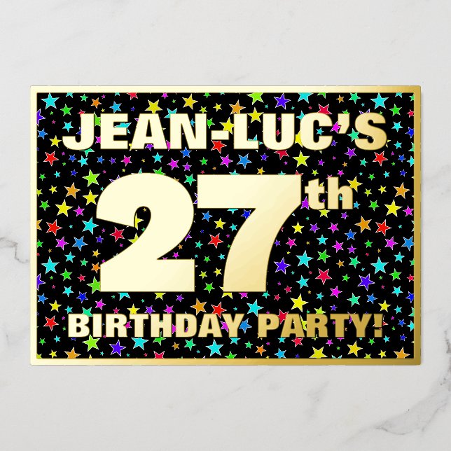 27th Birthday Party — Fun, Colourful Stars Pattern (Front)