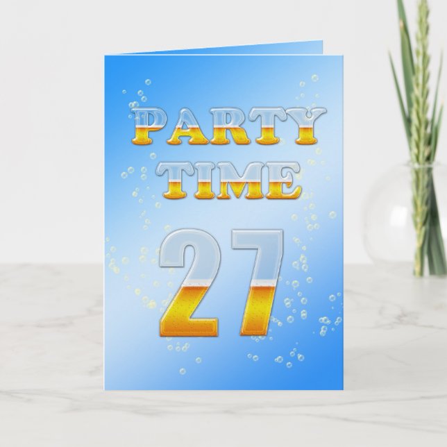 27th birthday party invitation with lots of beer (Front)