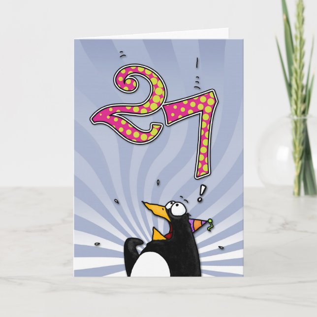 27th Birthday - Penguin Surprise Card (Front)