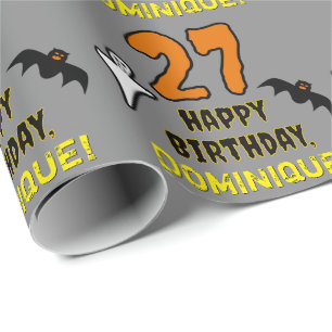 27th Birthday: Spooky Halloween Theme, Custom Name Wrapping Paper