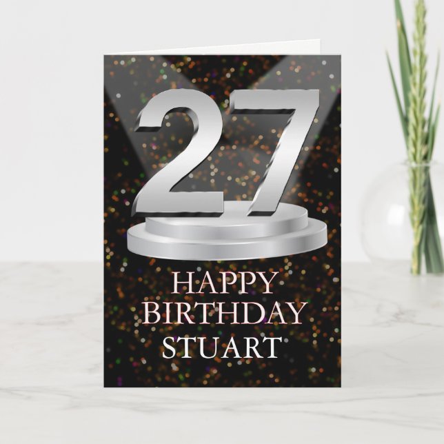 27th Birthday Spotlights Add A Name Card (Front)