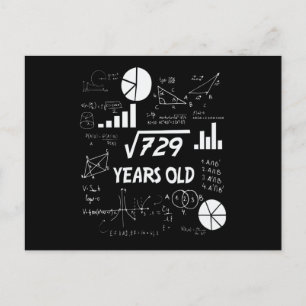 27th Birthday Square Root Math 27 Years Old Bday Postcard