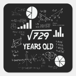 27th Birthday Square Root Math 27 Years Old Bday Square Sticker