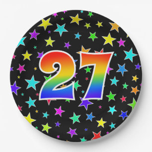 27th Event: Bold, Fun, Colorful Rainbow 27 Paper Plate