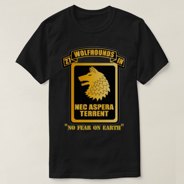 27th Infantry Regiment Wolfhounds Chest Nec Aspera T-Shirt (Design Front)