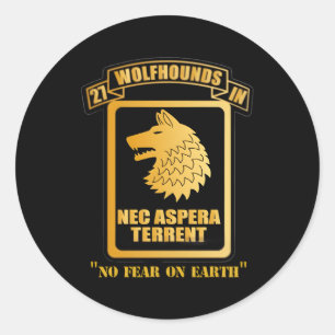 27Th Infantry Regit Wolfhounds Nec Aspera Terrent Classic Round Sticker