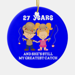 27th Wedding Anniversary Funny Gift For Him Ceramic Ornament