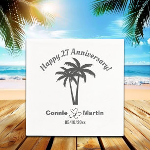 27th Wedding Anniversary Palm Trees Napkin