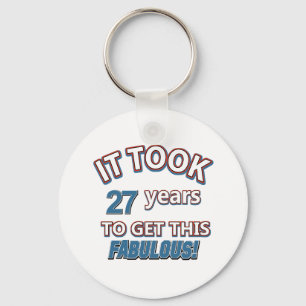 27th year birthday designs key ring