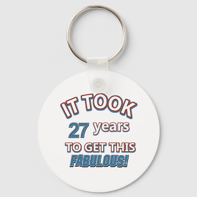 27th year birthday designs key ring (Front)